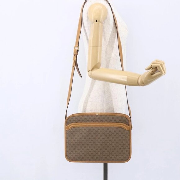 GUCCI Micro GG Supreme Shoulder Bag PVC Beige Gold